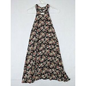 Try This Junior Sleeveless Dress Womens Sz M Rayon Blend Floral Black Pink